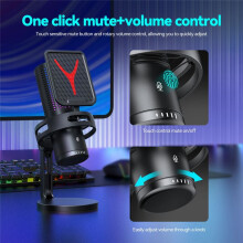 Gaming Microphone Professional Condenser Microphone RGB USB Wired Mic for PC Laptop Computer Podcast Gamer Karaoke