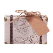 400 Piezas Maleta Caja de Favores Favor de Fiesta Caja de Caramelo,Papel Vintage con Etiquetas y Cuerda para la Boda/Viaje Temático