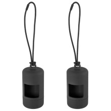 2Pcs Easy Carry Black Pet Poop Bag Holder Organizer for Daily Use