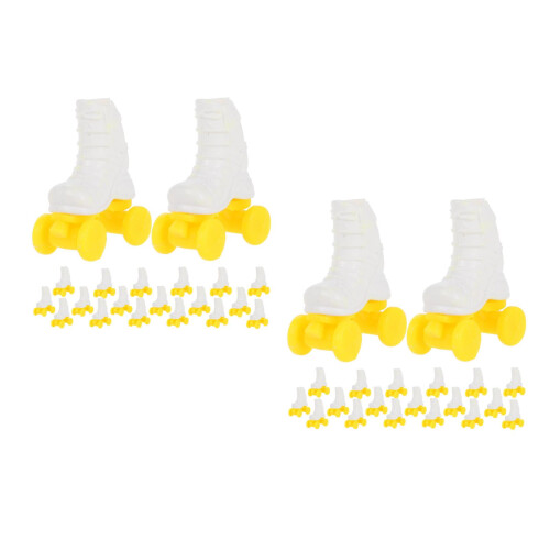 20Pairs White Mini Roller Skates for Dolls Cute Plastic Doll DIY Decor