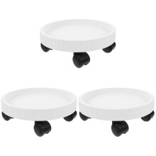 3Pcs Durable White PP Plant Trays Rolling Stands for Indoor Pots