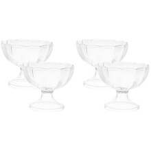 4Pcs Clear Plastic Footed Dessert Cups for Ice Cream and Snacks