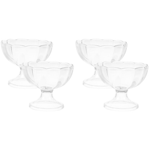 4Pcs Clear Plastic Footed Dessert Cups for Ice Cream and Snacks