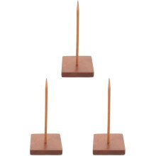 3Pcs Sturdy Wooden Receipt Spike Holder Dark Brown for Memo Storage