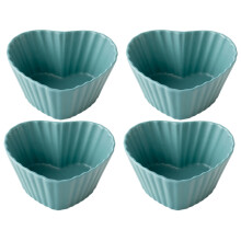 4Pcs Blue Heart Ceramic Bowls for Serving Fruit Dessert Salad At Home