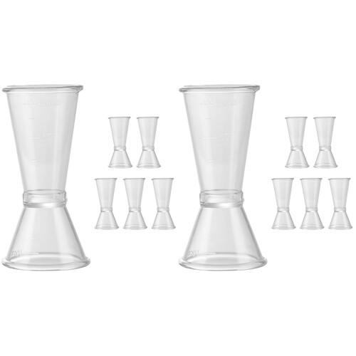 12Pcs Reusable Reusable Double Jigger Bar Measuring Cups Clear Cocktail Tools