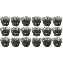 2 Count Gold Cupcake Liners Decorating Kit Clear Stand Black