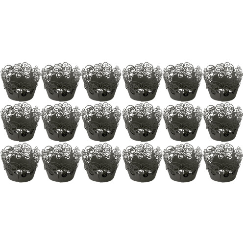 2 Count Gold Cupcake Liners Decorating Kit Clear Stand Black
