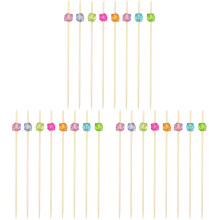 300Pcs One-Time Wood Sticks for Cocktails Assorted Color Bamboo Picks
