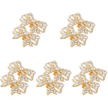 5Pairs Delicate Rhinestone Shoe Buckles Gold Bow Clips for High Heels