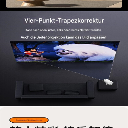 Μίνι φορητός προβολέας με υποστήριξη 4K1080P, αυτόματη διόρθωση Keystone με ρυθμιζόμενη 2