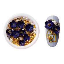 Dazzling Rhinestones Beads And Metal Flowers For Crafts Decoration, Smooth Vibrant Surface Resin Half Round Pearls For Fashionable Nail Art (Pick