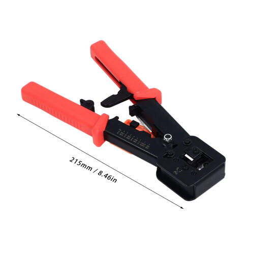 RJ45 Pass Through Crimping Tool Steel Ethernet Cable Crimper Red 1