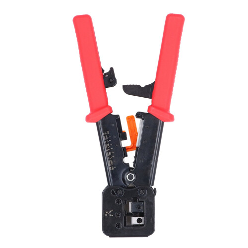 Pass Through RJ45 Crimping Tool CAT6 CAT5E Ethernet Wire Stripper Red 2
