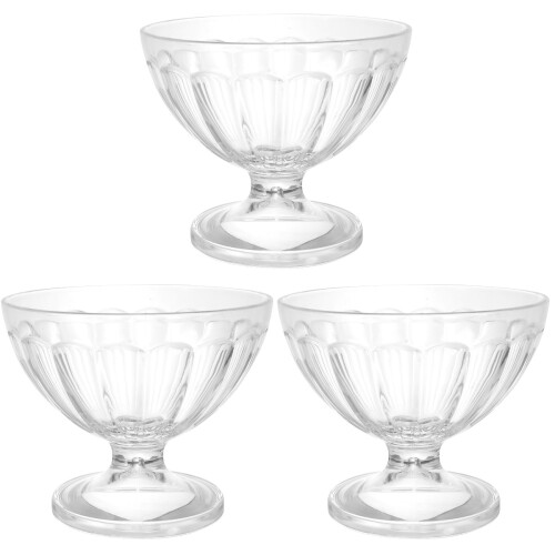 3Pièces Bols À Dessert Transparent Multi-Usages Pied