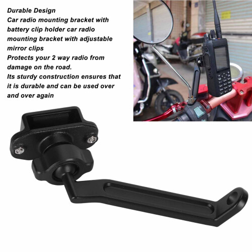 2-Way Radio Holder Bracket ABS Aluminum, Black 2