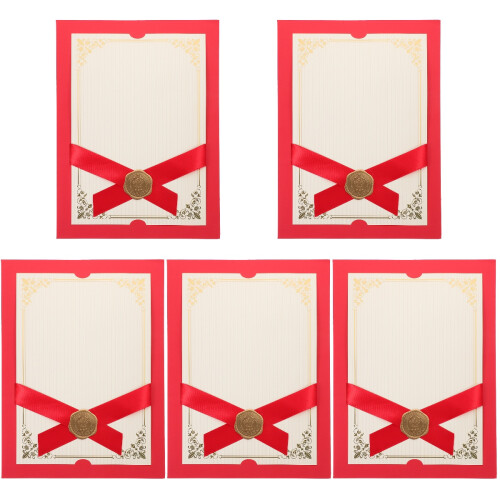 5Pcs Red Paper Document Holders for Certificate and Diploma Daily Use
