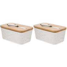 2Sets Household Butter Keeper White Butter Box for Home Use