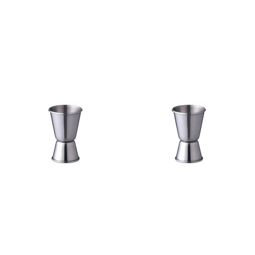2Pièces Jigger Cocktail Acier Argent Pour Barman