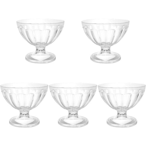5Pièces Bols À Glace Transparent Pieds