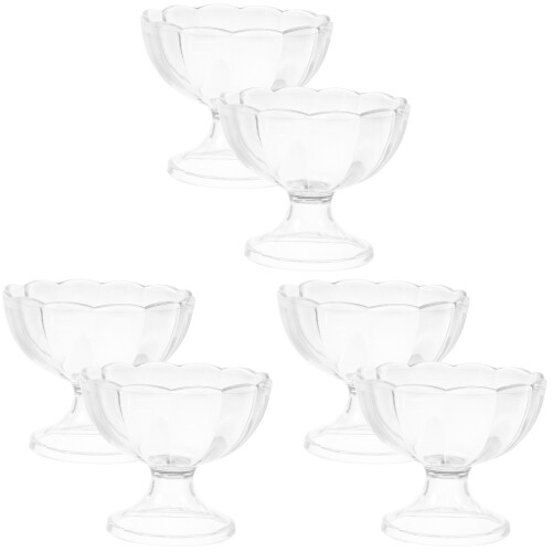 6Pcs Plastic Footed Ice Cream Bowls Clear Dessert Serving Cups