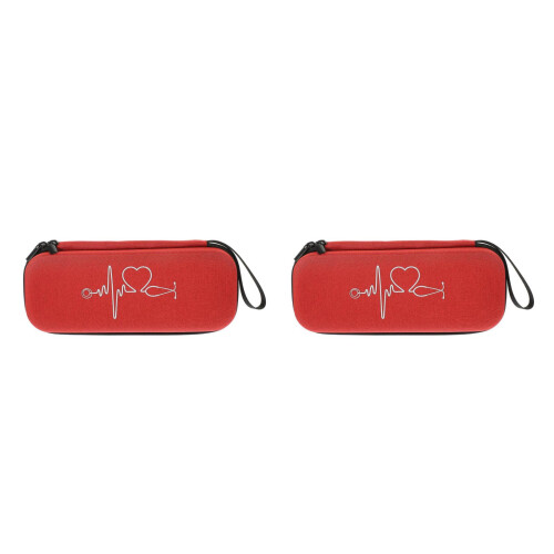 2St Rood Stethoscoop Bewaartas Compact Praktisch Met Accessoire Vak