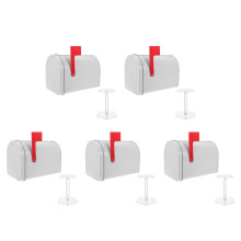 5Pcs Mounted Post Box Outdoor White Mini Iron Mailbox for Home Office