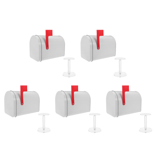 5Pcs Mounted Post Box Outdoor White Mini Iron Mailbox for Home Office