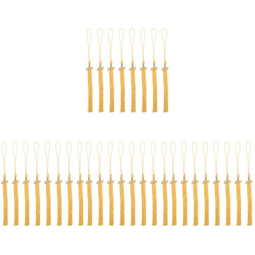 32Pcs Polyester Graduation Tassel Pendants Gold DIY Ornament