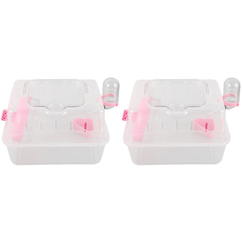 2Pcs Compact Portable Hamster Carrier Cage Plastic Box for Outdoor Use