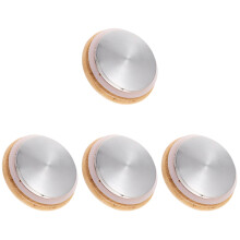 4Pcs Convenient Water Pitcher Lid Beige Bamboo Stainless Steel Cover