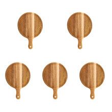 5Pcs Multi-Use Wooden Pizza Paddle Board Light Brown for Home