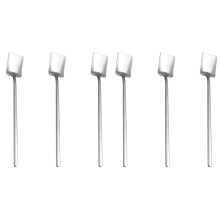 6Pcs Stainless Steel Ice Cream Spoons Anti-Rust Silver Bar Use