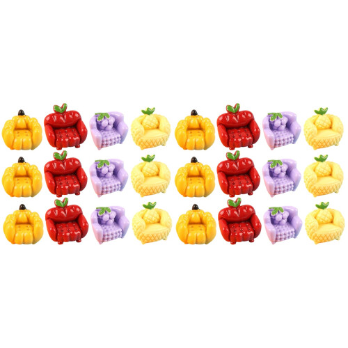24Pcs Assorted Resin Miniature Fruit Sofa Charms DIY Phone Case Decor