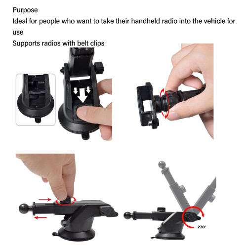 Professional Car Windshield Mount Holder for 2-Way Radios, Black 2