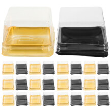 600Pcs Black Pet Square Moon Cake Boxes Food Storage Cases Lightweight