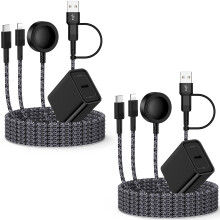 USB-C klockladdare 3-i-2-kit med 2 kablar 1,8 meter laddare