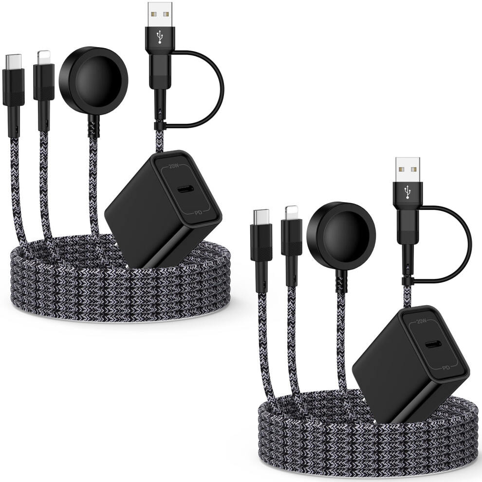 3-In-2 Usb-C Watch Charger: 2Pc 6Ft Cables + Charger Block + Magnetic Wireless Pad, Compatible With Iwatch, Samsung & Iphone, Fcc Approved Light 9482726245834