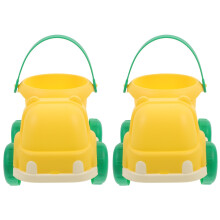 2Pcs Portable Yellow Small Sand Car Buckets for Family Playtime