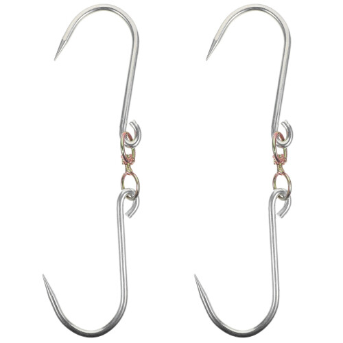 2Pcs Sharp Pointed Silver Meat Hooks Metal Sausage and Butcher Hooks