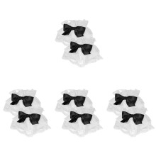 4Pairs Black Lace Fingerless Wrist Cuffs Soft Cloth Lolita Wrist Bands