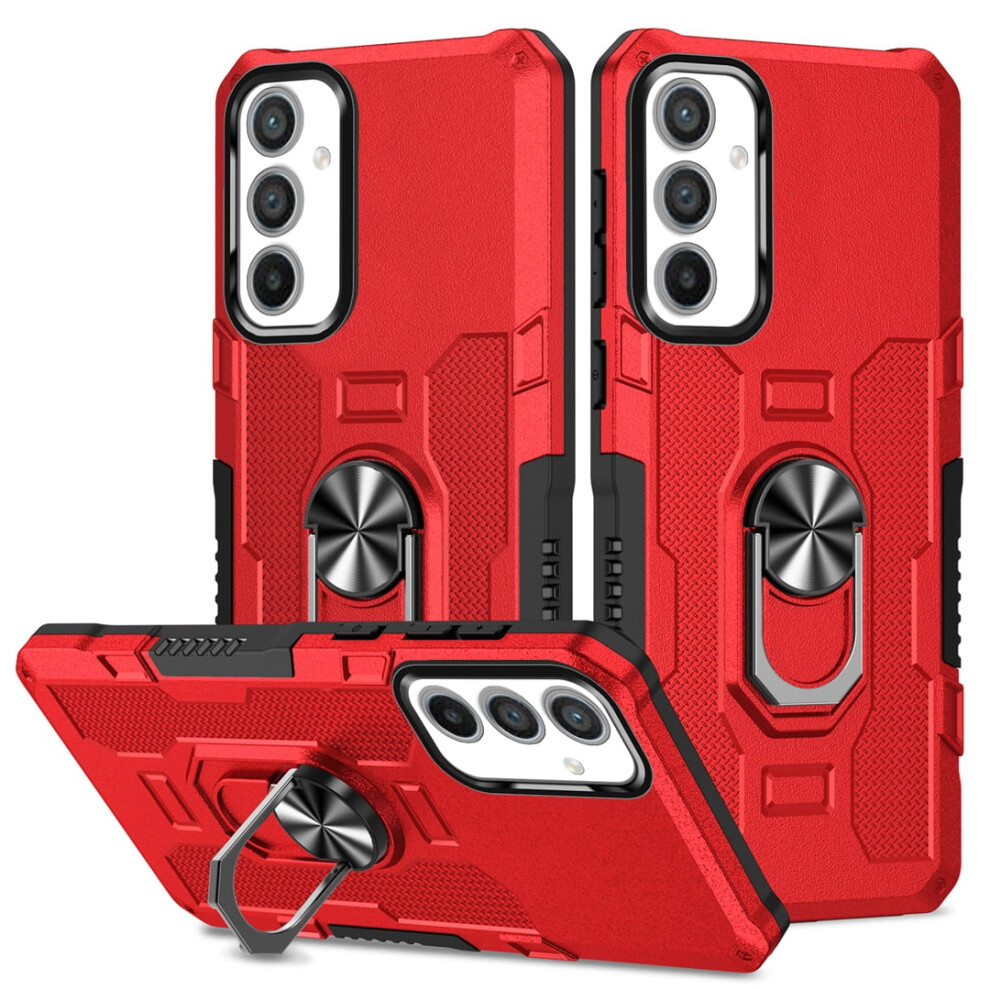 Rugged Defender Case For Samsung Galaxy A54 5G (6.4") Â Ring Holder, Kickstand, Anti-Fingerprint, Non-Slip, Anti-Drop | Compatible With Samsung Red 9482726245780