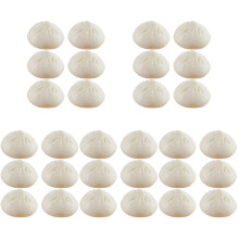 30Pcs Realistic Artificial Steamed Bun Decor White PVC Food Ornament
