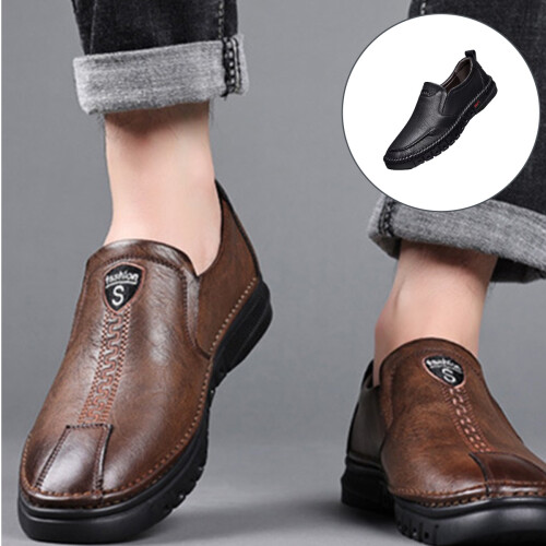 Μοκασίνια για άνδρες, slip-on casual δερμάτινα παπούτσια με αφρό μνήμης, άνετη εφαρμογή, 1