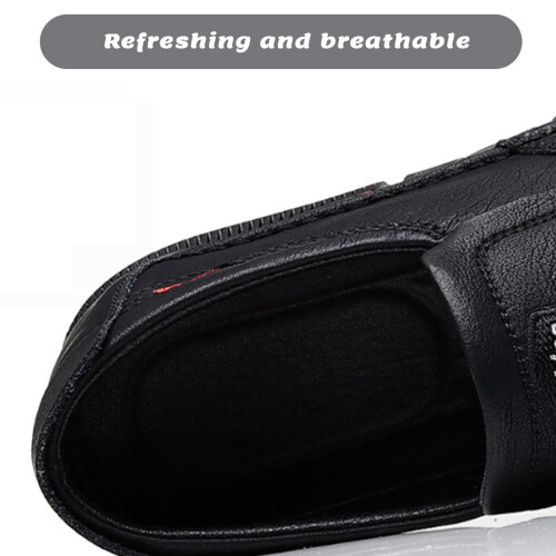 Μοκασίνια για άνδρες, slip-on casual δερμάτινα παπούτσια με αφρό μνήμης, άνετη εφαρμογή, 2