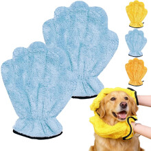 Corals Fleece Pet Grooming Gloves – Multi-Functional Bath Mitts for Cats & Dogs, Reusable, Gentle & Absorbent, Compatible with All Pets