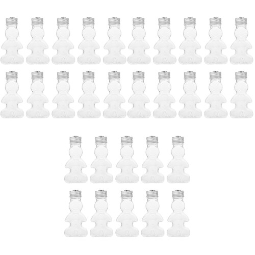 30Pcs Silver Refillable Gingerbread Man Beverage Bottles for Xmas