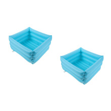 2Pcs Portable Foldable Inflatable PVC Foot Tub Basin Sky-Blue Home Use
