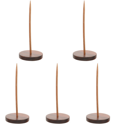 5Pcs Brown Wood Receipt Spike Holder for Tabletop Storage