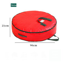 Red Round Wreath Storage Bag with Zipper, Window & Hanging Hook – Compatible with Holiday Garlands, Gifts, Wrapping Supplies